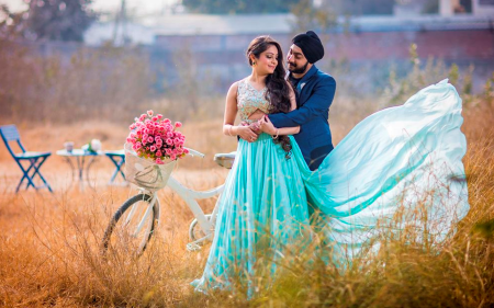 A beautiful pre-wedding photoshoot at Prathamesh Resort, featuring a couple in a serene and picturesque setting.